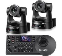 FoMaKo BN302 Ensemble de Caméra PTZ NDI HX3, 30x Zoom Optique, Suivi-Automatique IA 1080P 60ips avec 3G-SDI HDMI USB3.0 LAN(NDI|HX3, NDI6, PoE), 2*Caméra 30x Zoom NDI + 1* Contrôleur PTZ NDI