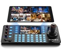 FoMaKo Contrôleur PTZ NDI avec Joystick 4D, écran Tactile de 5,5 Pouces, 7 caméras raccourcis Clavier, LAN PoE, Compatible VISCA PELCO-D/P RS422/485 RS232, Licence NDI Incluse (KC608N)