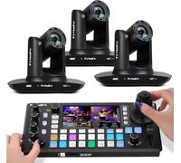 FoMaKo Ensemble de 4K 20x NDI HX3 Suivi-IA Caméra PTZ*3+ mixage vidéo HDMI 4K, contrôleur de caméra PTZ 4D intégré