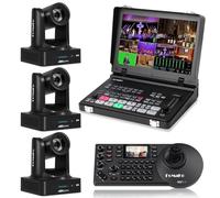 FoMaKo Ensemble de 4K@60fps NDI HX3 PTZ Caméra*3+ Mélangeur Vidéo HDMI 4K+ NDI Contrôleur PTZ