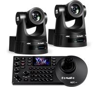 FoMaKo Ensemble de Caméra NDI PTZ 4K 60 fps, Prend en Charge la Sortie NDI HX3 4K 60 fps, Zoom Optique 20x, Suivi Automatique IA, 3G-SDI/HDMI/NDI/USB/PoE, K600Nx2+Contrôleur PTZ NDI (BK202)