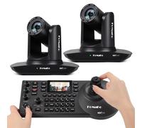 FoMaKo Ensemble de Caméra PTZ NDI, 20x Zoom Optique, Suivi-Automatique IA 1080P 60fps avec HDMI USB3.0 LAN(NDI|HX3, NDI6, PoE), 2*Caméra 20x NDI + 1* Contrôleur PTZ NDI (BN402)