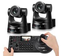 FoMaKo Ensemble de Caméra PTZ NDI HX3, 30x Zoom Optique, Suivi-Automatique IA 1080P 60ips avec 3G-SDI HDMI USB3.0 LAN(NDI|HX3, NDI6, PoE), 2*Caméra 30x Zoom NDI + 1* Contrôleur PTZ NDI (BN302)