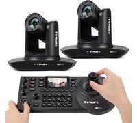 FoMaKo Ensemble de Caméra PTZ NDI HX3, 30x Zoom Optique, Suivi-Automatique IA 1080P 60ips avec HDMI USB3.0 LAN(NDI|HX3, NDI6, PoE), 2*Caméra 30x Zoom NDI + 1* Contrôleur PTZ NDI (BN502)