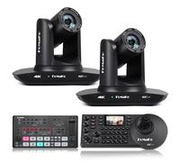 FoMaKo Ensemble de caméras 4K PTZ NDI avec contrôleur PTZ NDI et commutateur de mixage vidéo HDMI 4K