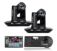 FoMaKo Ensemble de caméras 4K PTZ NDI avec contrôleur PTZ NDI et commutateur de mixage vidéo HDMI 4K