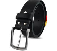 FOMAX Ceinture en cuir de buffle pour homme fabriquée à la main en Allemagne - 38 mm de large - Longueur réglable - En cuir véritable noir, Noir , X-Large