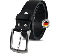 FOMAX® Ceinture en cuir de vachette pour homme, fabriquée à la main, fabriquée en Allemagne, pour costume de jean, 38 mm de large, longueur réglable, cuir véritable noir, Noir , Bundeweite 95cm =