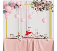 Fomcet Arc de table réglable avec clips 34cm - 48cm hauteur 73cm - 250cm long support de poteau de table en or Arc de mariage en métal fête d'anniversaire décoration