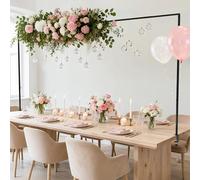 Fomcet Arche de table réglable en métal de 34CM-48CM de haut avec pinces de 73CM-250CM de long, pour mariage, fête d'anniversaire, anniversaire de mariage, décoration