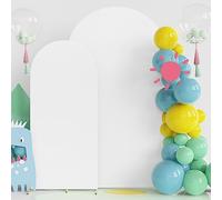 Fomcet Lot de 2 Housses d'arche de Mariage de 1,8 m, 2,3 m, Blanc, Double Face, en élasthanne, Toile de Fond ajustée pour fête d'anniversaire, fête prénatale, décoration d'arche de Mariage