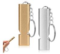 FOMGIIN 2 Pièces Sifflet, Sifflet d'urgence, Sifflets de Survie, Double Tubes Alliage d’Aluminium Secours Sifflets, pour Compétitions Sportives, l'escalade, Arbitre, Randonnée (Or, Argent)