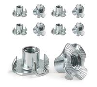 FOMGIIN Écrou en T Inserts Acier Fileté M5 X 8 mm, 10 Pièces Écrous Éntraînement Insert, Écrous à Griffes T En Acier Au Carbone Zingué, D'éCrous En T à Quatre Dents Pour Meubles de Menuiserie