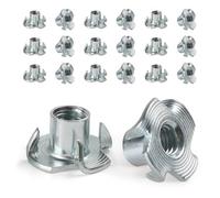 FOMGIIN Écrou en T Inserts Acier Fileté M6 X 9 mm, 20 Pièces Écrous Éntraînement Insert, Écrous à Griffes T En Acier Au Carbone Zingué, D'éCrous En T à Quatre Dents Pour Meubles de Menuiserie