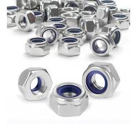 FOMGIIN Ecrou Inox M5, 25 Pièces Écrou Nylstop, A2 V2A Écrou Autobloquent, Ecrou Frein Hexagonal de Blocage en Nylon, Filetage Métrique Standard Écrous, pour Boulon et Vis (DIN 985 / ISO 105110)