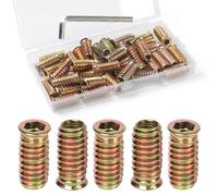 FOMGIIN Insert Fileté Bois M6 x 20mm, 40 Pièces Insert à Vis, Écrous à Visser, Inserts D'écrou Borgne Ecrou Hexagonal, Douille Filetée Visser Metal Zinc Intérieur Manchons, pour Meubles en Bois