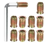 FOMGIIN Insert Fileté Bois M8 x 15mm, 10 Pièces Insert à Vis, Écrous à Visser, Inserts D'écrou Borgne Ecrou Hexagonal, Douille Filetée Visser Metal Zinc Intérieur Manchons, pour Meubles en Bois
