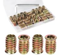 FOMGIIN Insert Fileté Bois M8 x 15mm, 40 Pièces Insert à Vis, Écrous à Visser, Inserts D'écrou Borgne Ecrou Hexagonal, Douille Filetée Visser Metal Zinc Intérieur Manchons, pour Meubles en Bois