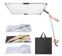 Fomito Kit de panneau réflecteur de lumière portable avec cadre montable - 100 x 100 cm - Diffusion or et noir, argent et blanc