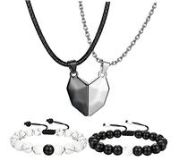 FOMIYES 1 Ensemble Collier Pendentif Cœur Magnétique Bracelets pour Couples Bijoux Relatifs Aux Relations pour Saint Valentin