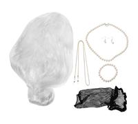 FOMIYES 1 ensemble de perruque grise pour femme, déguisement de grand-mère réaliste pour Halloween, cosplay, avec boucles d'oreilles, collier, bracelet et chaîne de lunettes