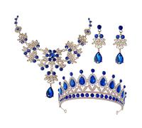 FOMIYES 1 Ensemble Ensemble d'accessoires de robe de mariée pour retour à la maison or bijoux femme strass de bijoux de saint valentin Alliage de zinc Blue
