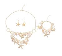 FOMIYES 1 Ensemble Ensemble de bijoux de coquille de conque Plage pendentif collier coloré méditerranéen collier de charmes collier thème de collier hawaïen Alliage de zinc Doré