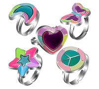 FOMIYES 1 Jeu Bagues Ajustables Pour Femmes Bagues Changeant De Couleur La Température Motifs Cœur Étoile Lune Et Accessoires Pour Toutes Occasions 5 Pièces