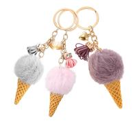 FOMIYES 1 jeu Porte-Clés En Forme De Cône De Glace Pour Enfants Accessoires De Fête Porte-Clés Mignon Porte-Clés Décoratif Doux Décorations De Crème Glacée Porte-Clés À 3 pièces