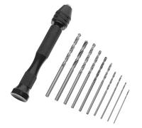 FOMIYES 1 Kit Perceuse Manuelle avec Étau à Broche et Forets Hélicoïdaux 0,8-3,0 MM, Outil Rotatif Multifonction pour Bricolage Bois, Plastique et Modélisme