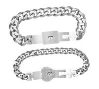 FOMIYES 1 Paire Bracelet Concentrique Entrelacé Bracelet De Serrure De Coeur Bracelets Assortis Pour Les Couples Bague D'amour Colliers Bracelets De Couple Charme Silver Acier Inoxydable