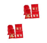 FOMIYES 12 Pièces Sacs Chinois Rouges avec Cordon Sacs à Friandises Réutilisables pour Fête Du An Chinois et Mariage Assortiment Modèles