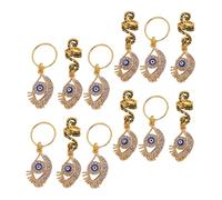 FOMIYES 12pièces Anneaux Pour Tresses Et Dreadlocks Bijoux Avec Pendentif Anti-mauvais Œil Décorations Pour Cheveux Tressés Et Dreadlocks