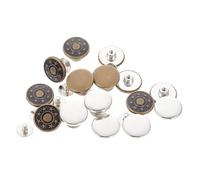 FOMIYES 15 Boutons Métalliques Détachables pour Jeans 17 Mm, Assortiment 3 Couleurs, Boutons de Taille sans Clou pour Pantalon, Couture Facile et Rechange Pratique