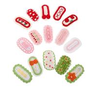 FOMIYES 15 Pièces Clips Cheveux Fleurs Tricotées Main Accessoires Doux Laine pour Filles Ados Décoration Party