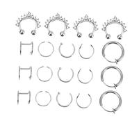 FOMIYES 19pièces Anneaux De Nez Inoxydable Faux Piercings Non Percés Pour Femmes Décoration De Nez Élégante Et Coffret Festif