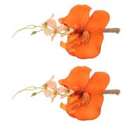 FOMIYES 2 Boutonnières de Mariage en Fleurs Artificielles Orange Accessoires Décoratifs pour Costume de Marié et Invité Corsages Floraux Élégants pour Fêtes et Cérémonies