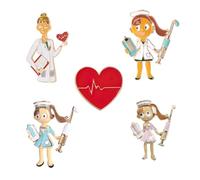 FOMIYES 2 Ensembles Broches Forme De Cœur Pour Médecins Et Infirmières Accessoires Décoratifs Pour Vêtements 5 Pièces * 2