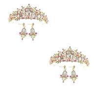 FOMIYES 2 Ensembles Couronne et Boucles Oreilles Baroque Rhinestones pour Femmes Accessoires Élégants pour et Fêtes Diadème Chic et Brillant