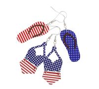 FOMIYES 2 Paires De Boucles D'Oreilles À Rayures Étoilées Plaquées Pour Femmes Bijoux D'Oreilles De Festival Boucles D'Oreilles Pendantes Patriotiques Boucles