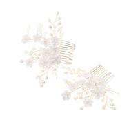 FOMIYES 2 Pcs Peigne Côté des Cheveux Mariée en Résine et Plastique Perles Décoratives - Coiffes de Mariée Élégantes pour Bride et Demoiselle D'honneur