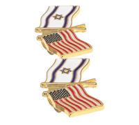 FOMIYES 2 pièces Badge Métallique Drapeaux Israël Usa Épingle de Revers Décorative pour Vêtements Fêtes et Cérémonies