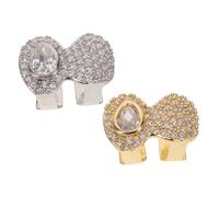 FOMIYES 2 Pièces Bling Tooth Caps With Teardrop Zircon Inlay Plated Hip Hop Mouth Jewelry For Men Women Comfortable Fit And Fade-resistant Finish