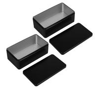 FOMIYES 2 Pièces Boîte de Rangement en Tôle D'acier Noire avec Grand Espace, Fermeture Hermétique pour Stockage Longue Durée, Style Rétro Élégante pour Mariage et Collecte D'argenté
