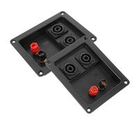FOMIYES 2 Pièces Bornier pour Boîtier de Haut-Parleur, Montage Panneau | ABS et Alliage de Zinc Plaqué Or, pour Câbles et Caissons, Noir, Systèmes Concert et Conférences