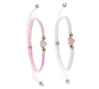 FOMIYES 2 pièces Bracelet Corde Tressée pour Couples Lot Motif de Cœur Bracelet Fait Main Couleurs Blanc Rose pour Amoureux et pour Occasions Spéciales