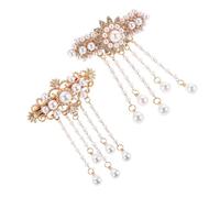 FOMIYES 2 Pièces Clips à Cheveux Vintage Style Chinois avec Perles et Barrettes à Ressort Petites avec Strass Fleur Étincelante Accessoires Doux et Sécurisés Au Quotidien et Fêtes