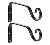 FOMIYES 2 Pièces Crochets Muraux en Fer Noir pour Pots de Fleurs Suspendus et Lanternes, Structure Simple, Forme Arquée, Installation Facile, Gain de Place pour Intérieur et Extérieur