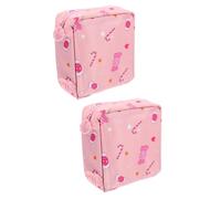 FOMIYES 2 Pièces De Rangement pour Serviettes De Tante Mini-Portefeuille Trousse De Toilette pour Voyager D'époque De Produits Féminins Bourse De Voyage Rose Polyester