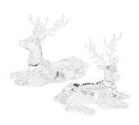FOMIYES 2 Pièces Figurine de Cerf de Noël en Acrylique Transparent, Ornement Compact et Résistant pour Décoration de Cheminée et Vitrines, Esprit Festif et Charme Élégant